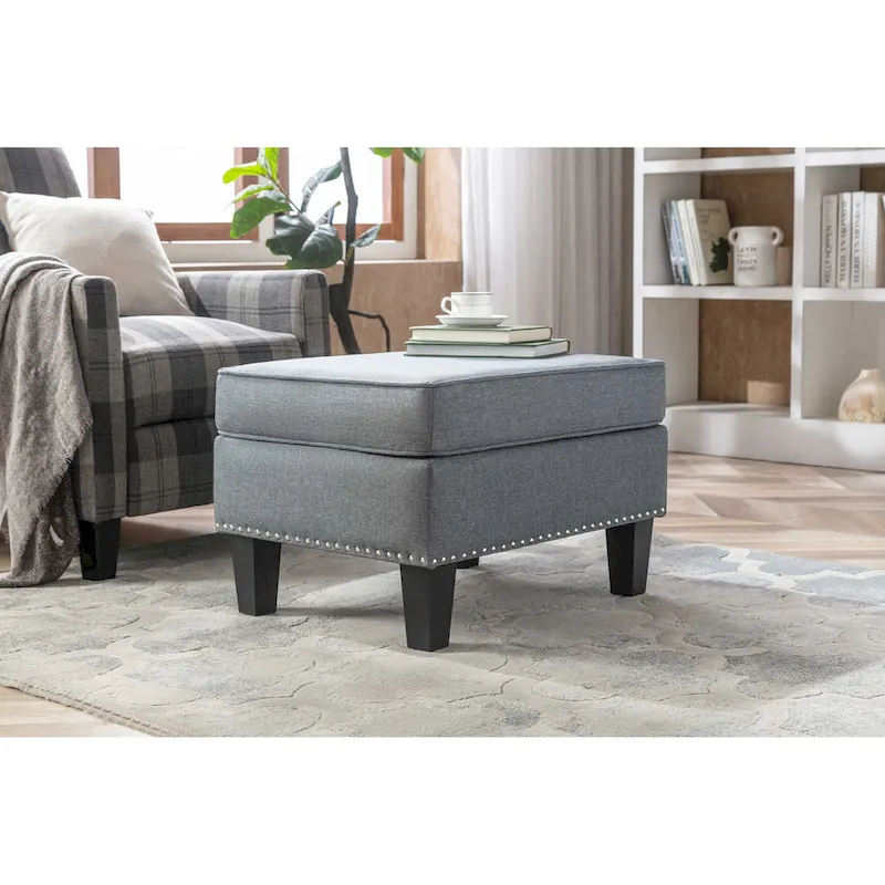 Porthos Home Yule Fabric Accent Ottoman Footstool