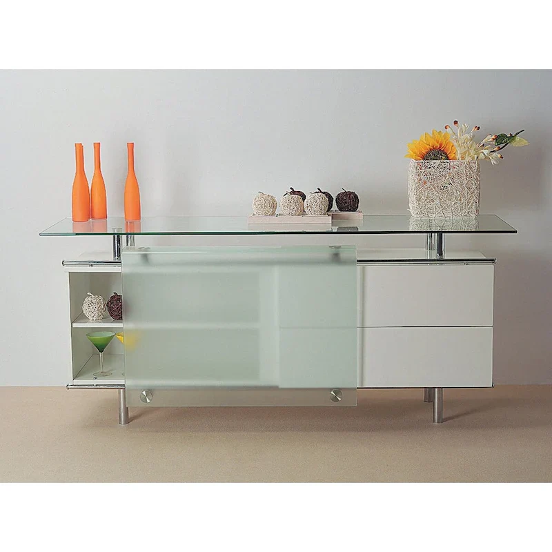 Lacquer buffet with frosted sliding glass door, 71x21x31H
