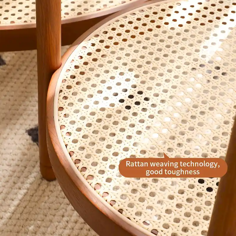 Modern Farmhouse Coffee Table Set Nesting Round Wooden Table Side Table Set