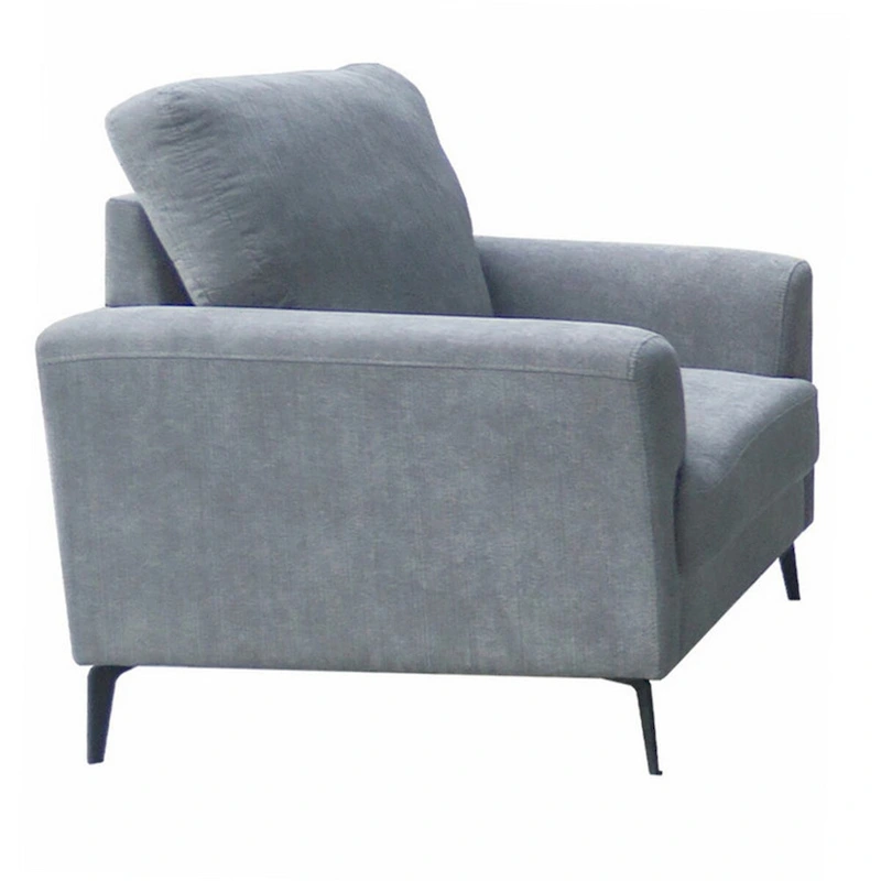 Jake 37 Inch Accent Sofa Armchair, Gray Chenille Foam Cushions, Metal Legs