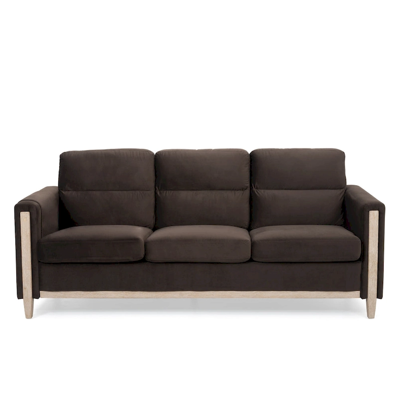 Larb Modern Solid Wood Three-Seater Sofa Couch by Christopher Knight Home