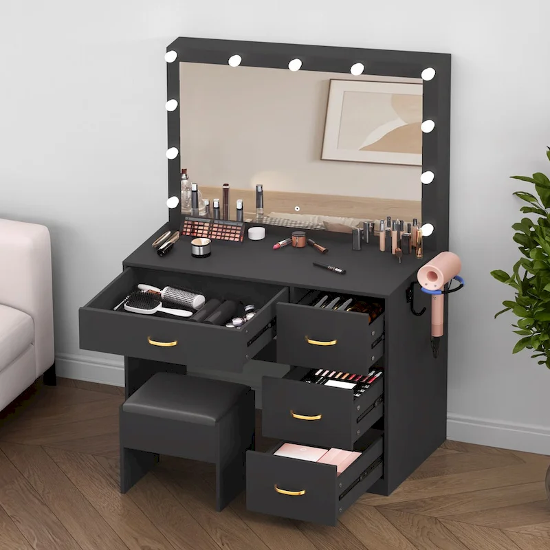 Moasis Makeup Vanity with 4 Drawers - 35.4 L x 23.6 W x 53.5 H