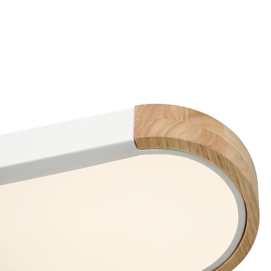 Farmhouse Wood Long Oval Dimmable LED Flush Mount - 37 3000k/6000k