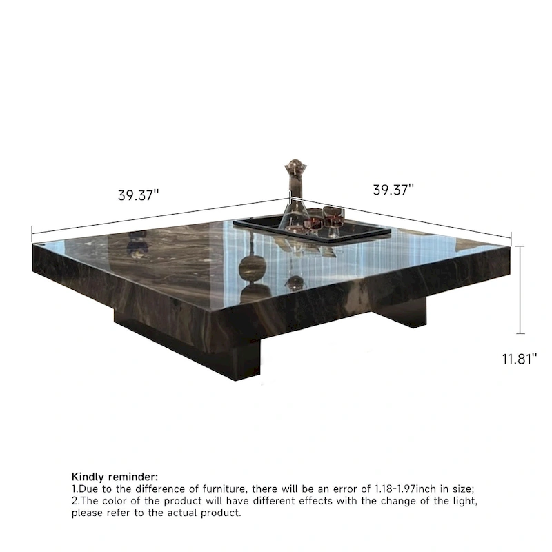 JASIWAY Light Luxury Sintered Stone Square Coffee Table