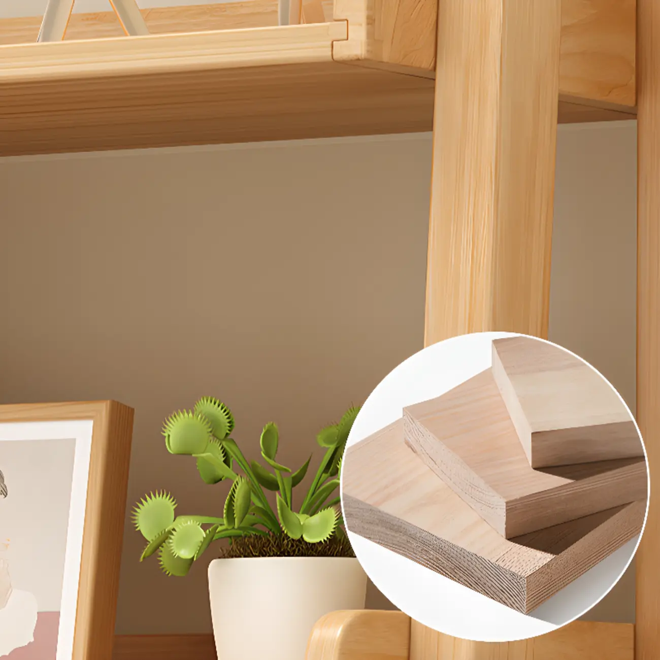 Scandinavian Rectangle Wood 5-Tier Ladder Bookcase