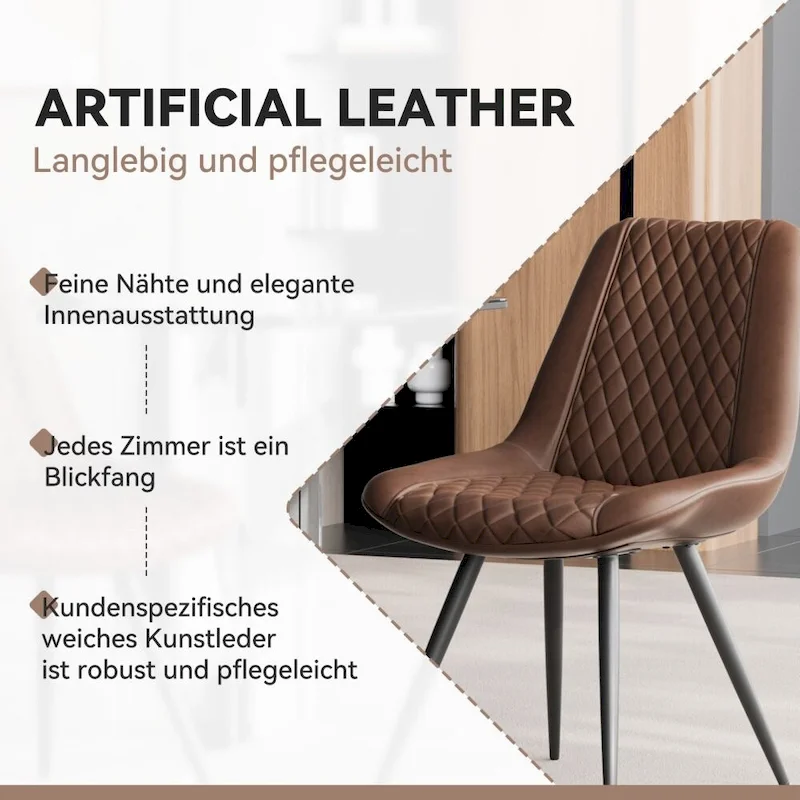 Leather Dining Chair with Metal Legs
