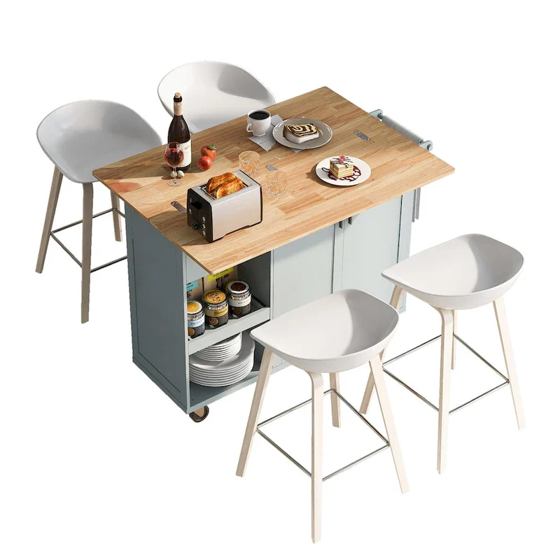 Kitchen Island With Foldable Counter Top(no include stool)