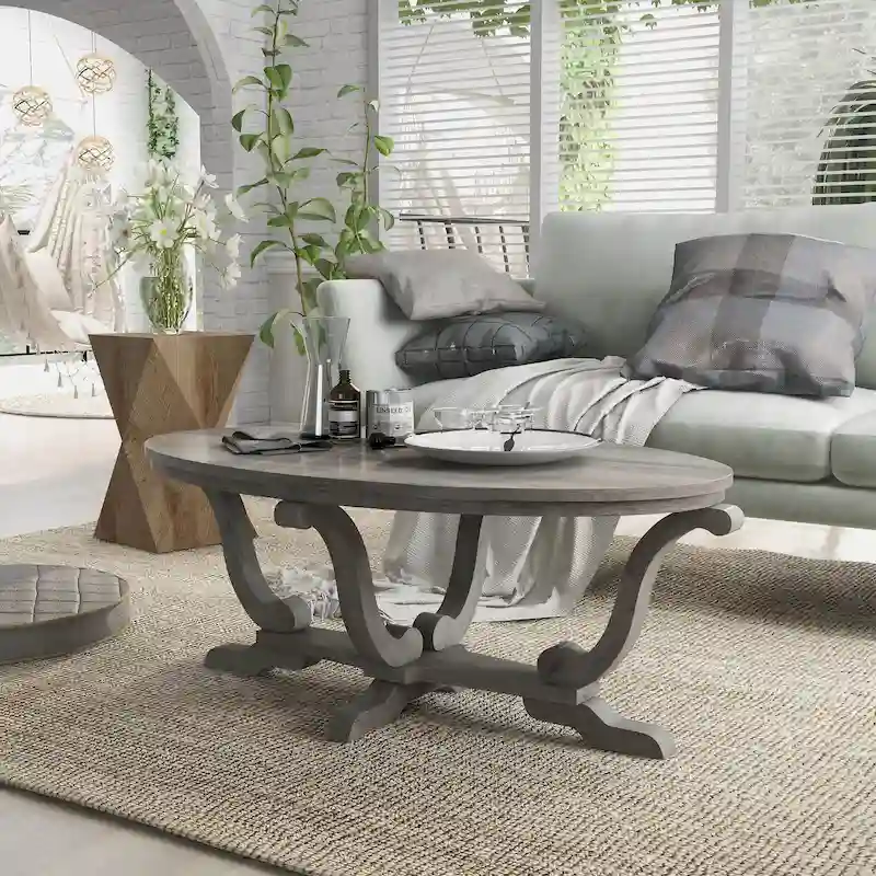 DH BASIC Farmhouse Vintage Grey 48-inch Coffee Table by Denhour