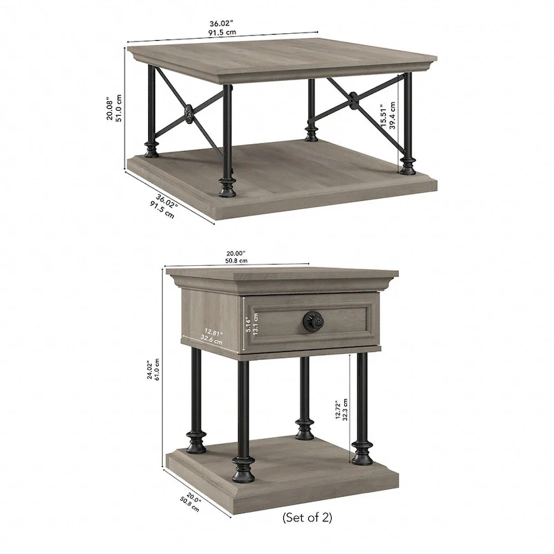 Coliseum Square Coffee Table with End Tables by Bush Furniture