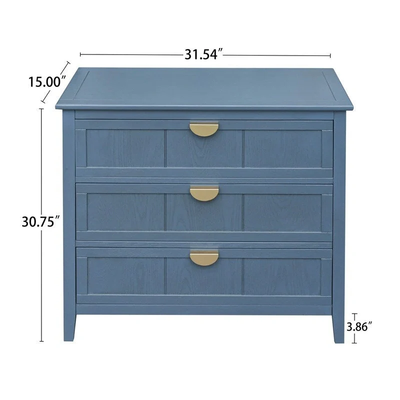 3 Drawer Cabinet, American Furniture,Suitable for bedroom, living room, study Blue