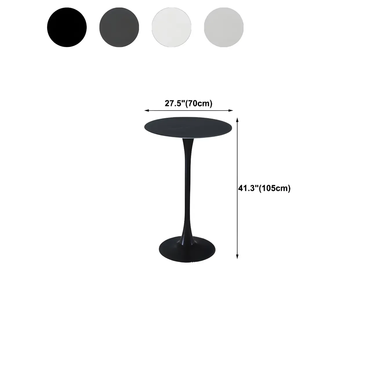 Simple White Round Metal Small Cocktail Bar Table