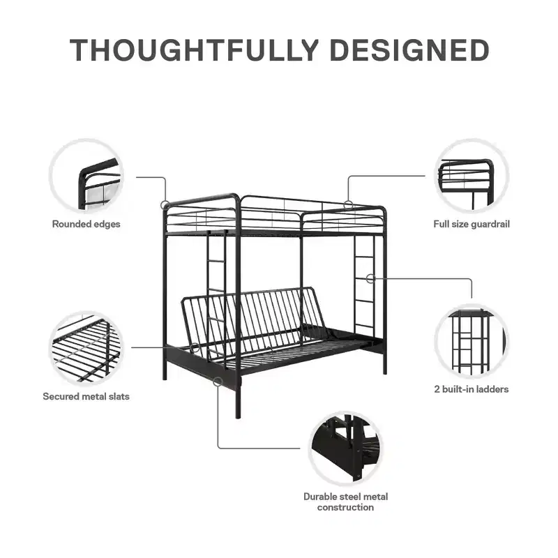 DHP Twin Over Futon Metal Bunk Bed