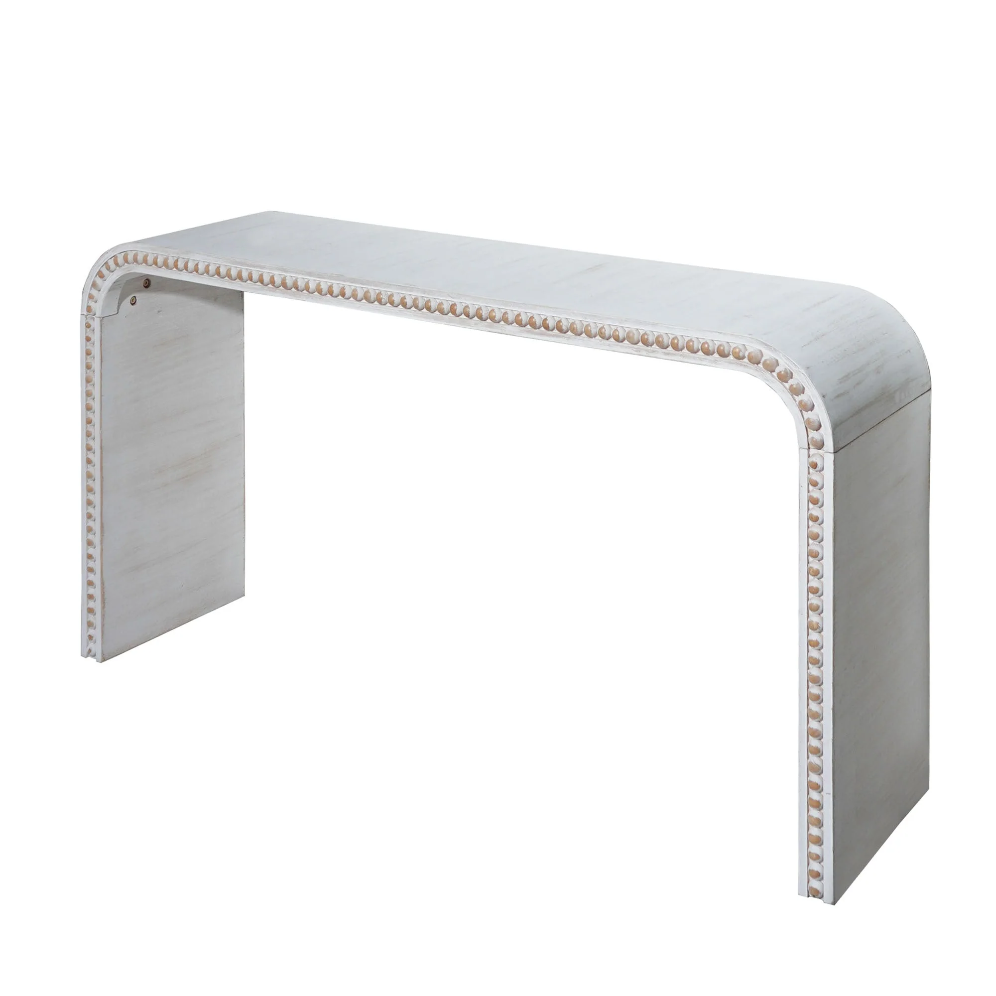 Walker Edison | Curve Design Washed White 59 Entryway Console Table