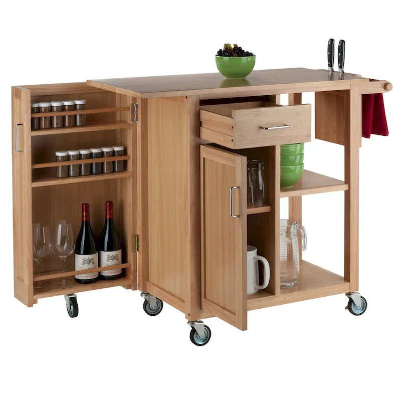 Douglas Utility Kitchen Cart, Natural - 42.52 x 18.98 x 35.63 inches