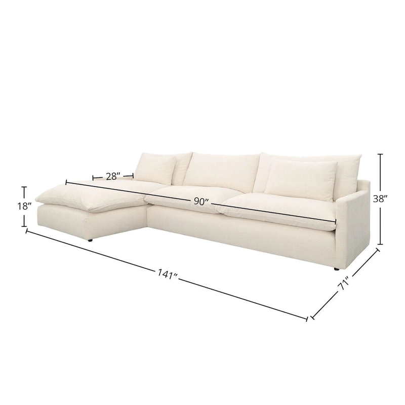 Glendale Left-Facing Chaise Upholstered Sectional, Cream