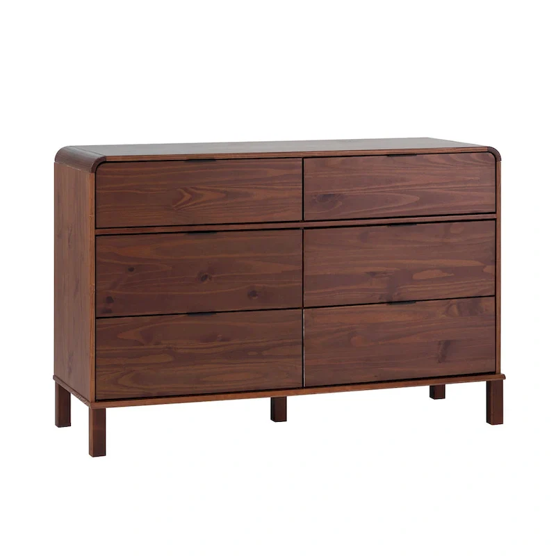 6-Drawer Solid Wood Dresser with Curved Top