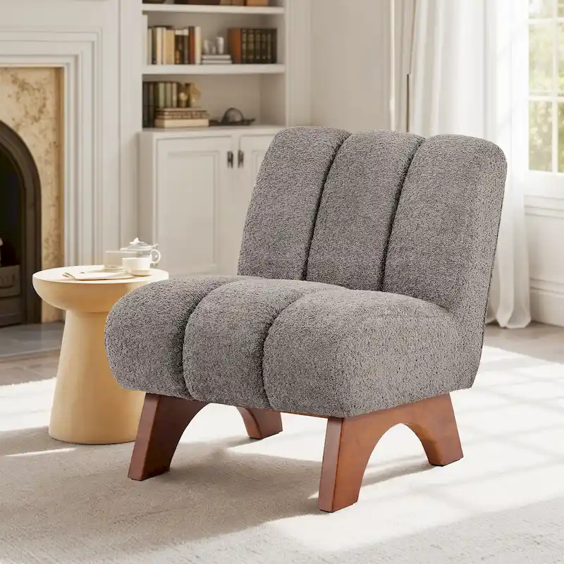 Art Leon Modern Wood and Fabric Accent Sofa Chair