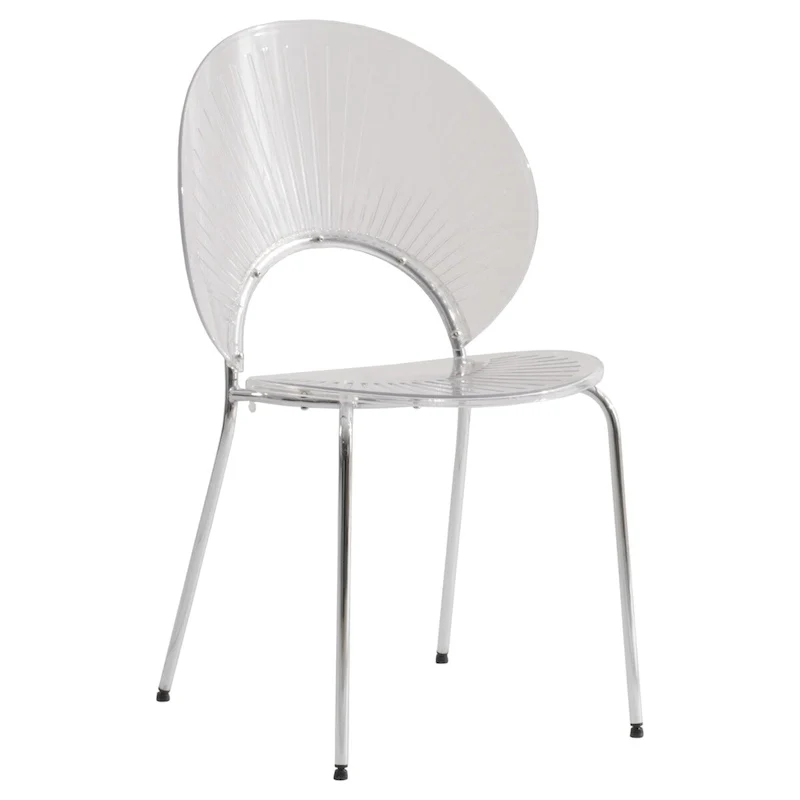 LeisureMod Opulent Plastic Dining Side Chair in Chrome Base