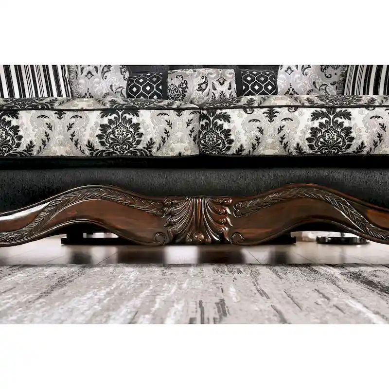 Dhumketu Traditional Black Fabric Semi-Firm Loveseat by Gracewood Hollow