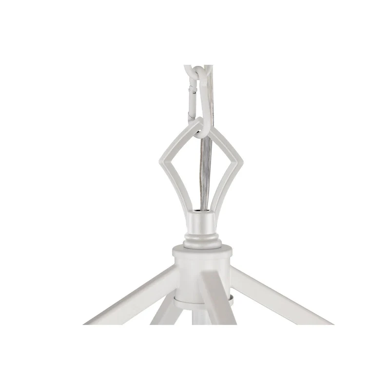 Renzo 12 in. 4-Light Farmhouse White Pendant Light with Caged Metal Shade - N/A