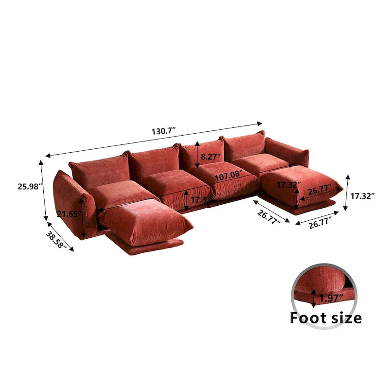 U-Shape Modular Sofa Chenille Sectional Couch
