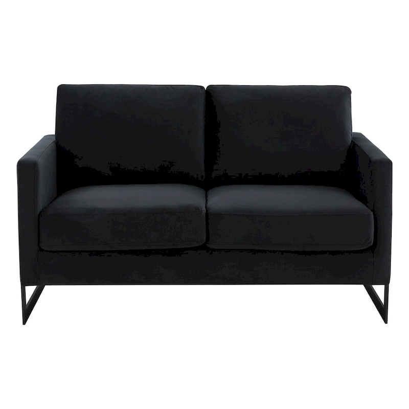 Upholstered Loveseat Sofa in Velvet Fabric with Removable Cushions and Stainless Steel Frame