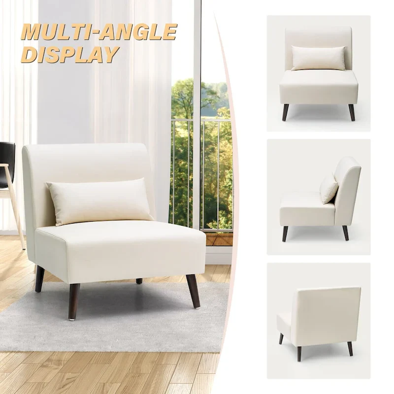 Accent Chair Upholstered Sofa Chair PU Faux Leather Wood Frame with Pillow - 28.74 W x 30.71 D x 31.50 H