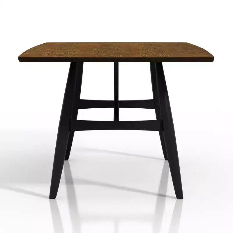 7pc Bernst Mid-Century Modern Dining Table Set Antique Oak/Black/Gray - miBasics: Rubberwood, Upholstered Chairs, Trestle Base