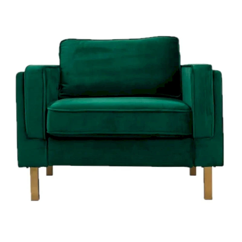 Green velvet Arm Chair With Golden Finish legs