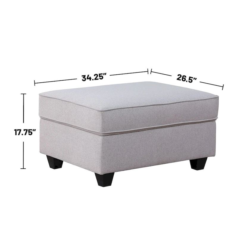 7 Piece Upholstered Reversible L-Shape Sectional Sofa in Light Gray