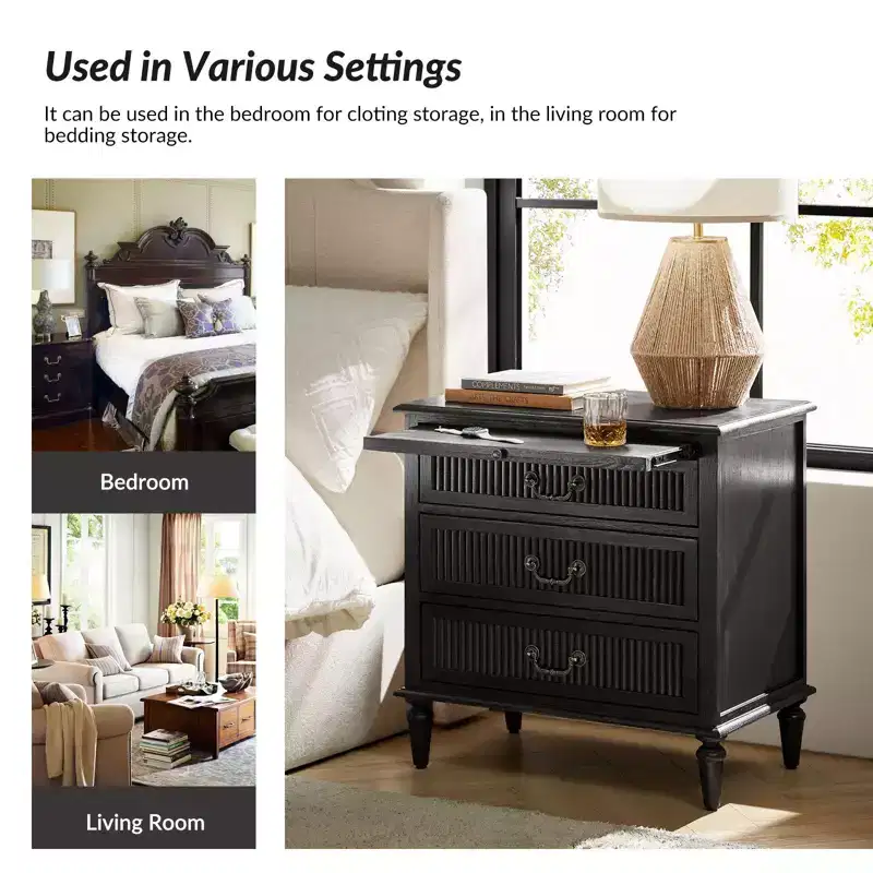 Herlinda 3-Drawer end table with Built-In Outlet Set of 2|ARTFUL LIVING DESIGNS
