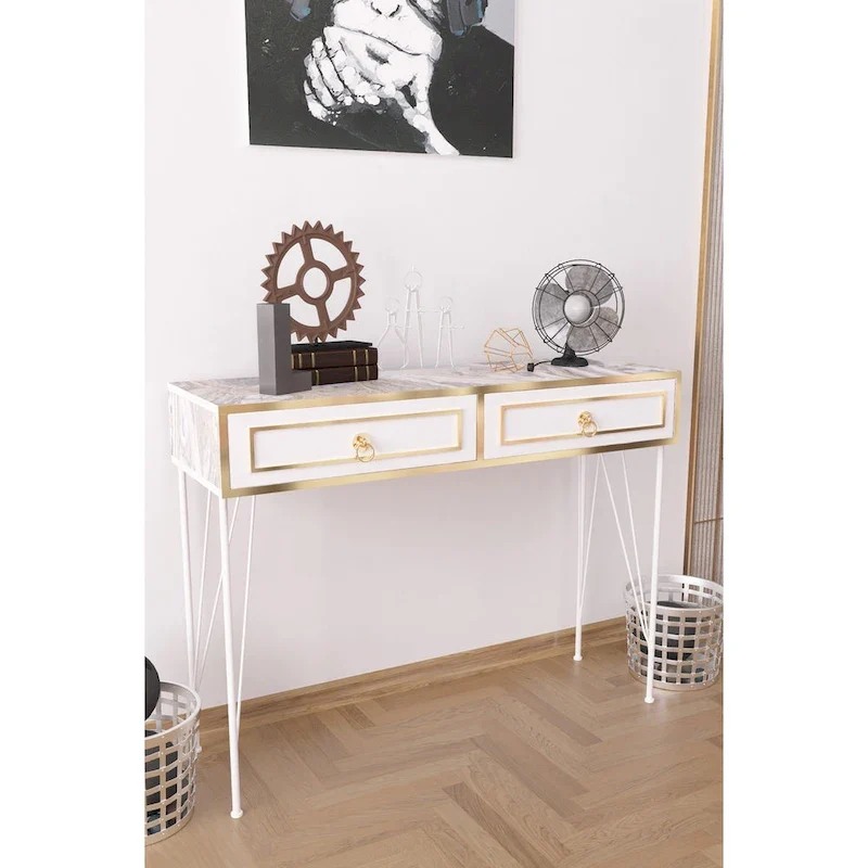 Modern Console Table with Sleek Metal Legs, Entryway Hallway Accent Table