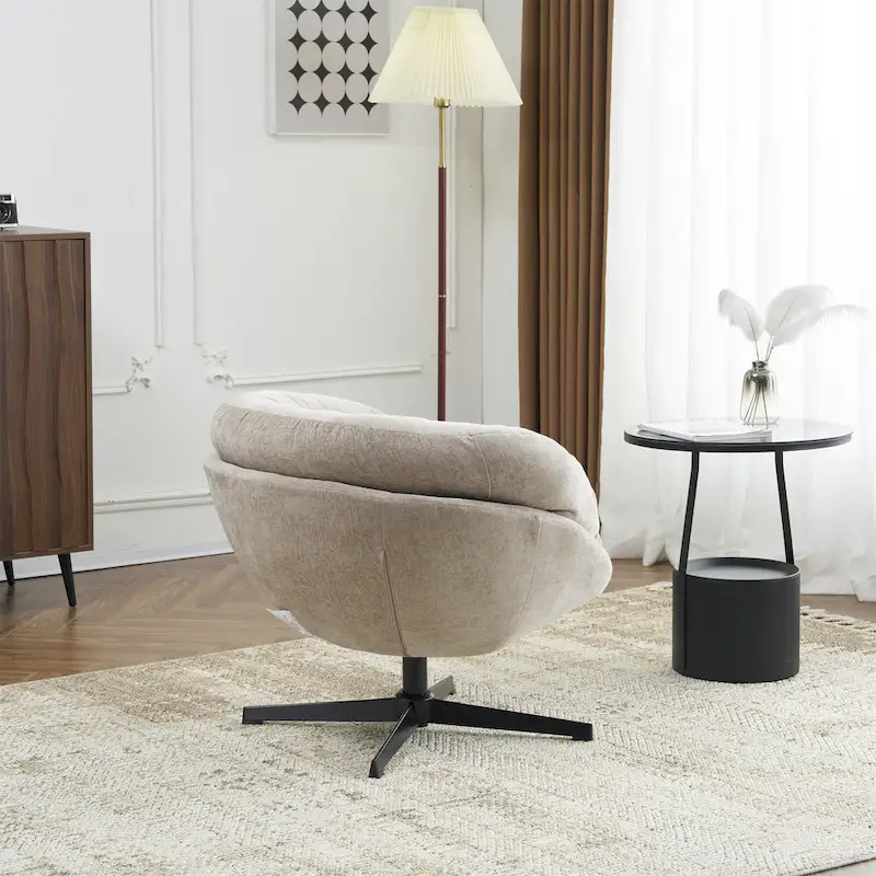 Chenille Upholstered Swivel Club Chair