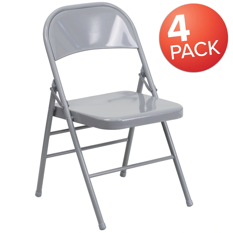 4 Pack Triple Braced & Double Hinged Metal Folding Chair