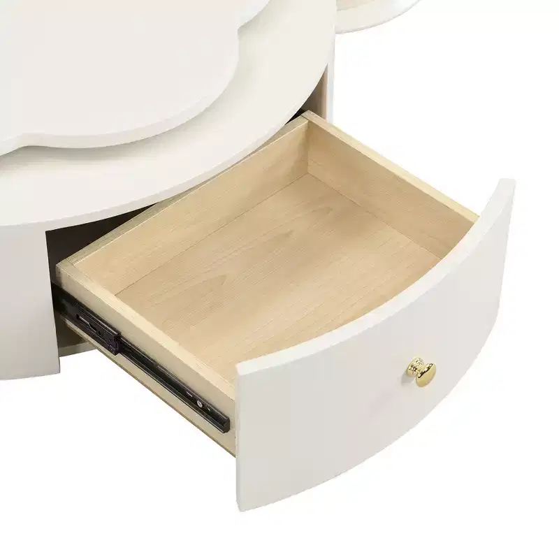 360 Rotatable Coffee Table Round Nesting Coffee Table with Flower Top & 2 Drawers, Accent Table Cocktail Table End Table Side Table-ModernLuxe