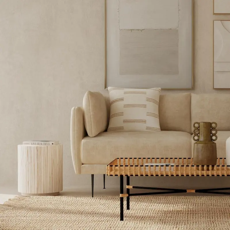 Distressed White Teak Wood Plank Drum Table by East at Main