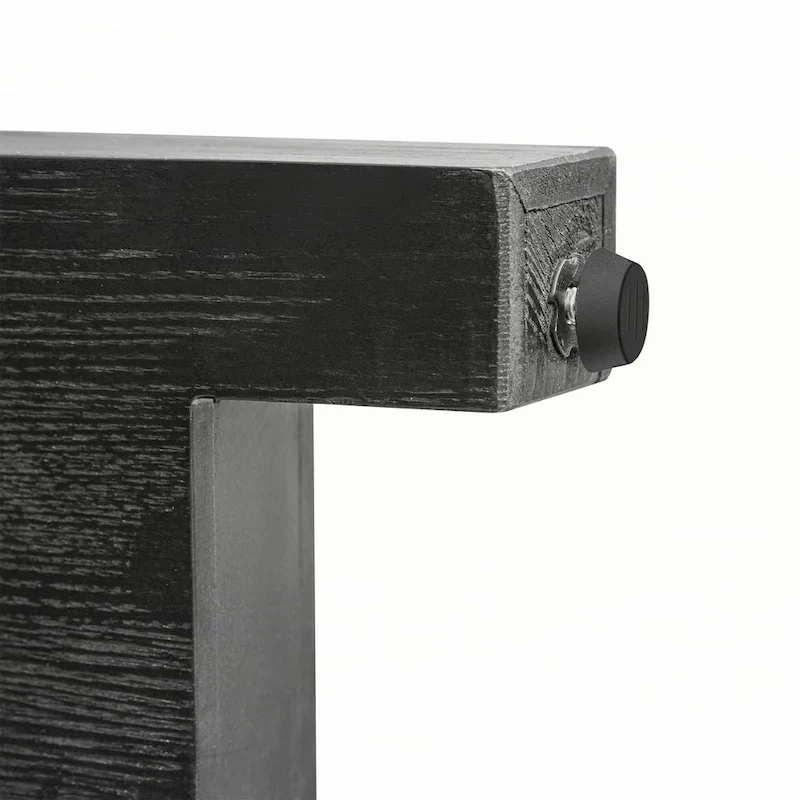 Narrow Console Table with Rattan Accent(Antique Black)