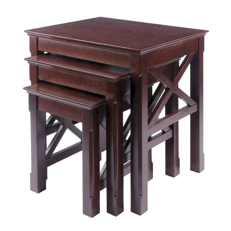 Xola 3-Pc Nesting Tables, Cappuccino - 21.1W x 17.3D x 22.1H.