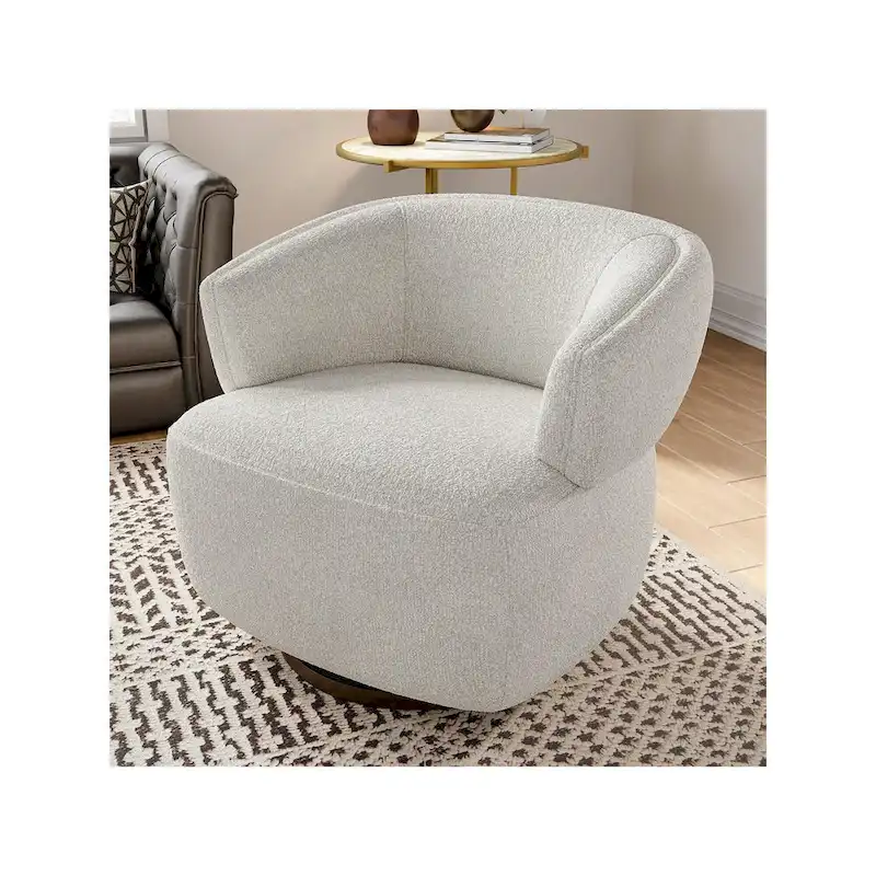 Fully Assembled Upholstered Swivel Barrel Chair