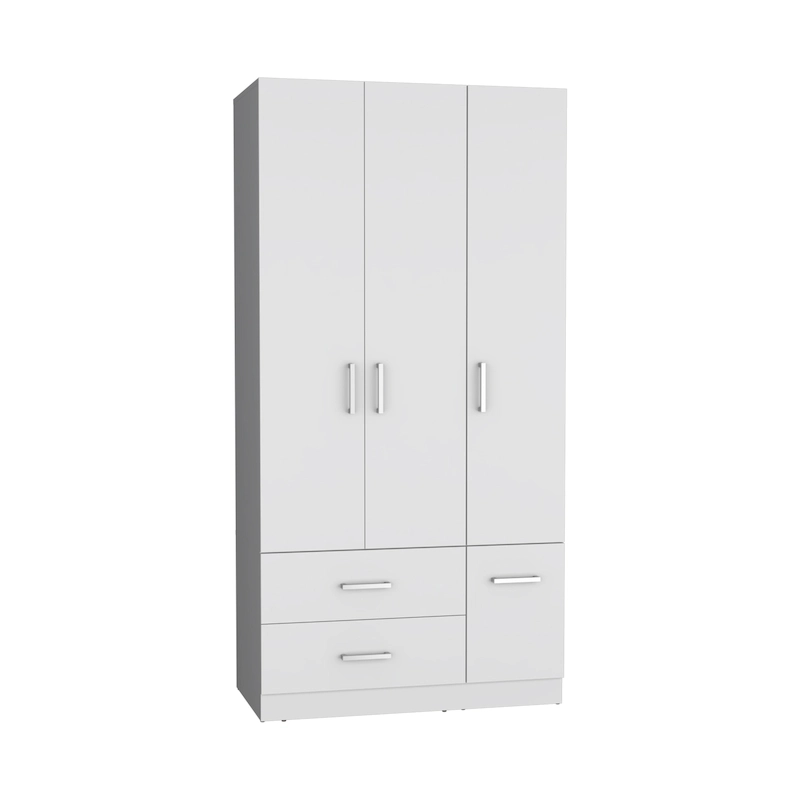 18.7 Modern Four-door Armoire with Hanging Rod, Two Drawers and 6 Shelves