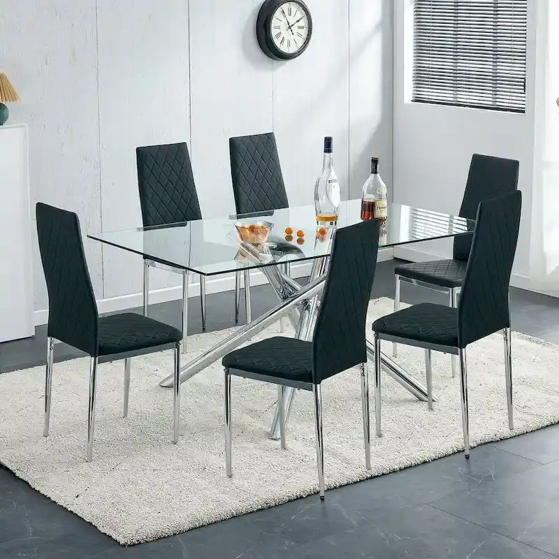Dining chair, black chair and 6-piece set of