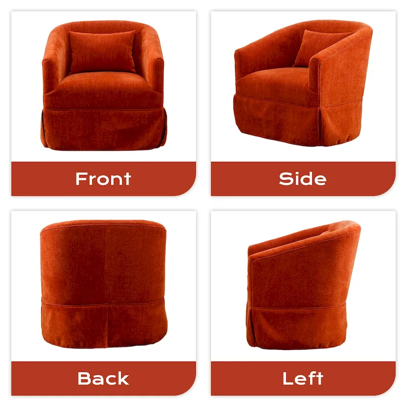 Ouyessir Upholstered Swivel Barrel Chair 360 Degree Accent Chair Fabric Armchair