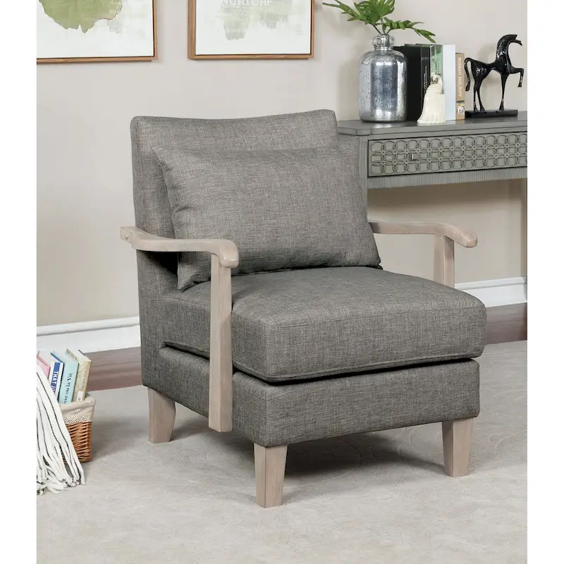 Perth Contemporary Grey Fabric Cushioned Accent Chair by Furniture of America