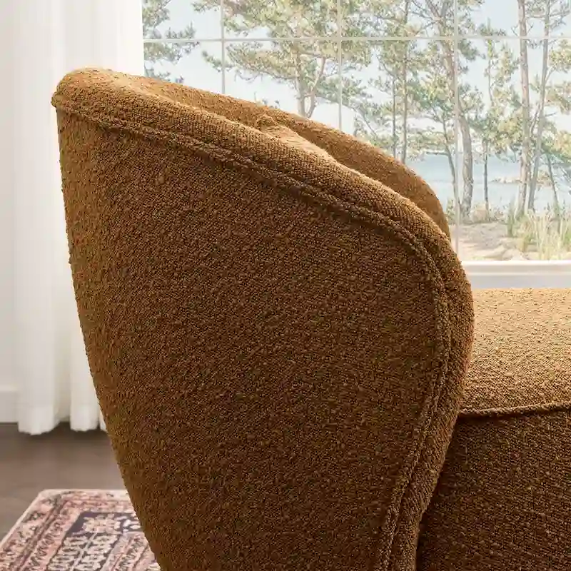 KINWELL 33 Wide Sherpa Boucle Upholstered Swivel Accent Chair