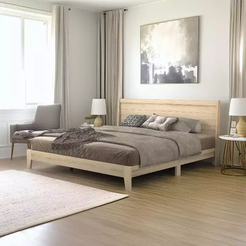 Galano King Abby Serene Bed with Headboard  Oslo Oak