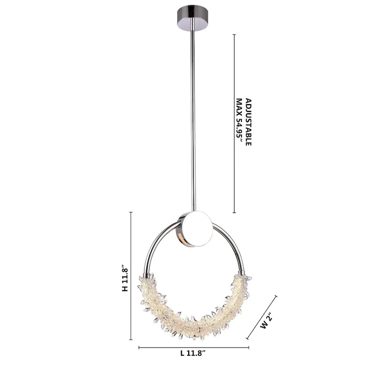 LED Chrome Hoop Pendant With Crystal Accents
