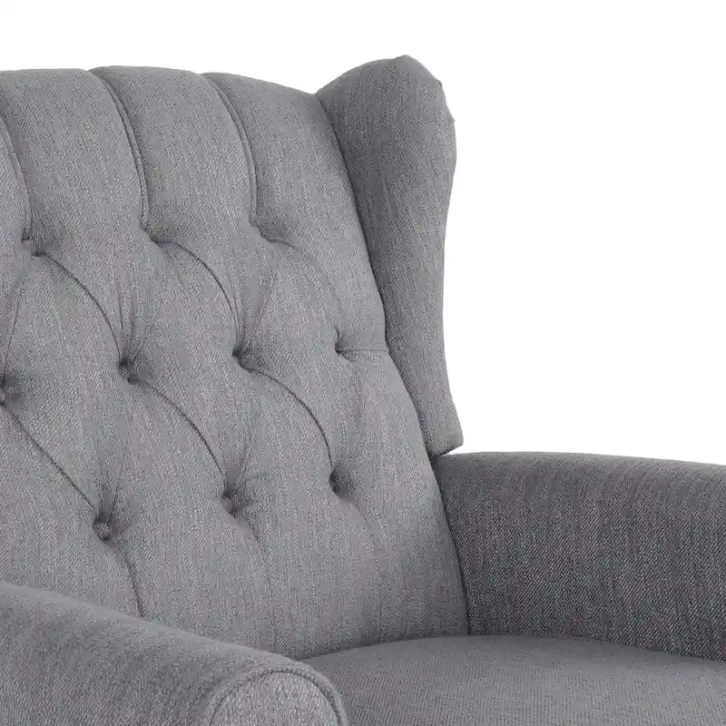 Dobles Fabric Tufted Wingback Rocking Chair by