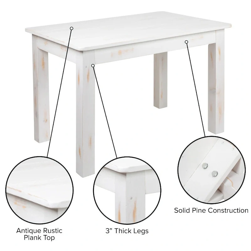 Antique Rustic Pine Farmhouse Dining Table - Seats 4 (Rectangular)