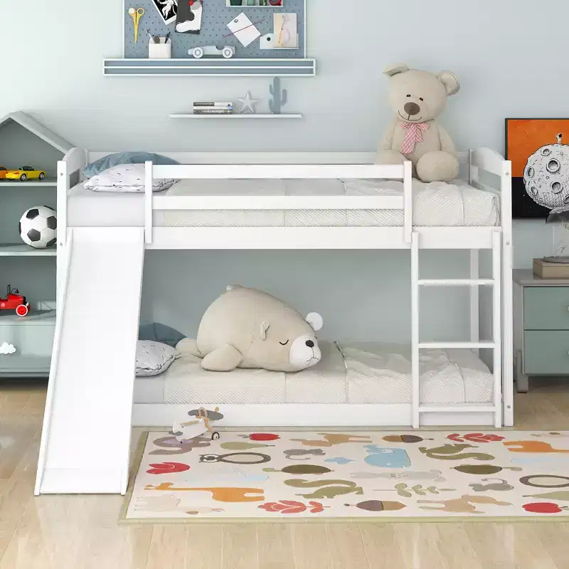 Whisen Twin over Twin Bunk Bed with Convertible Slide and Ladder