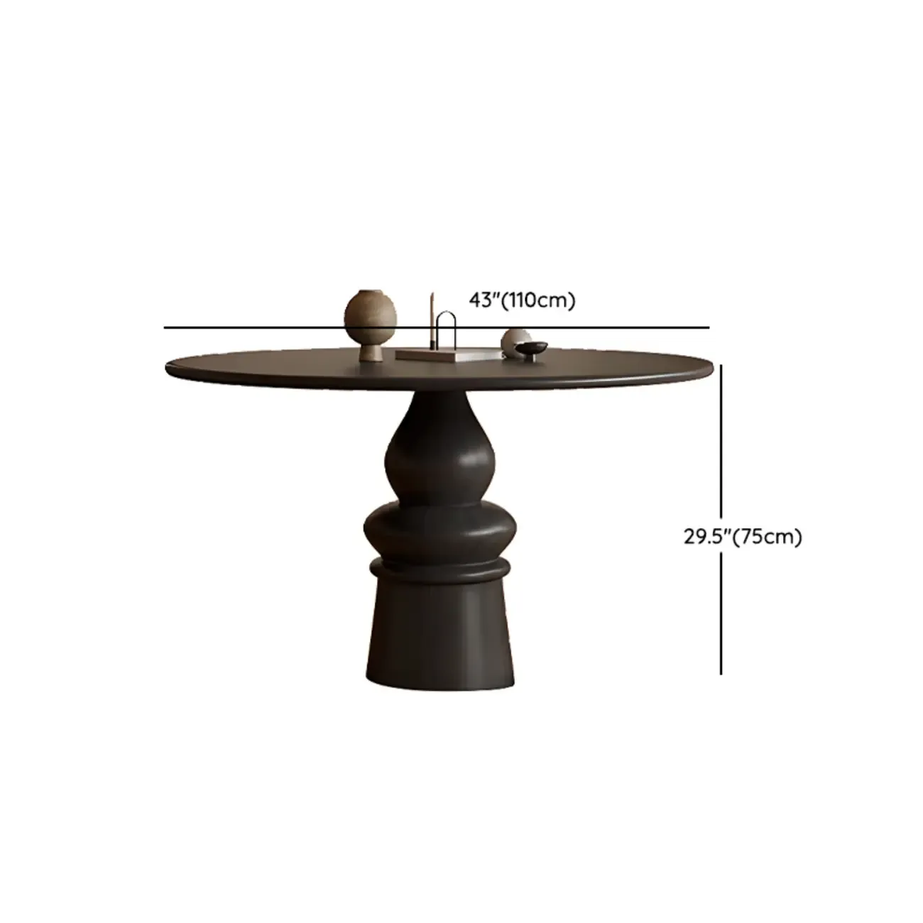 Traditional Dark Brown Wood Round Dining Table